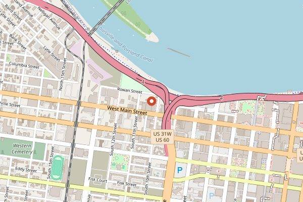 Map showing Kentucky Peerless Distilling Co. in Louisville