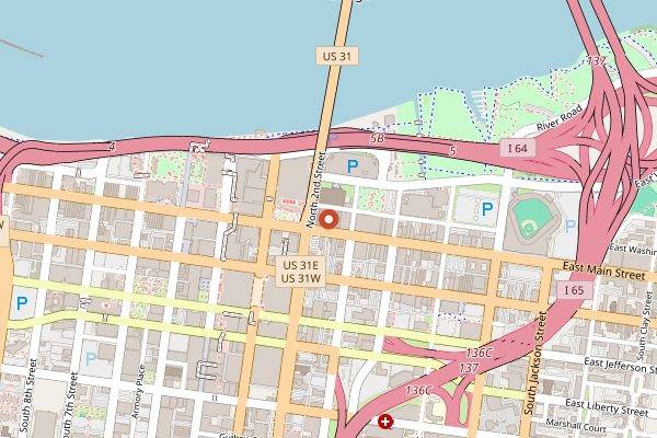 Map showing Old Forester Distilling Company in Louisville
