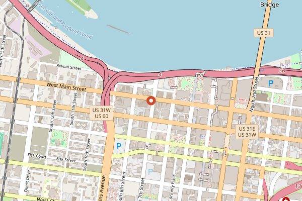 Map showing Proof on Main bar in Louisville