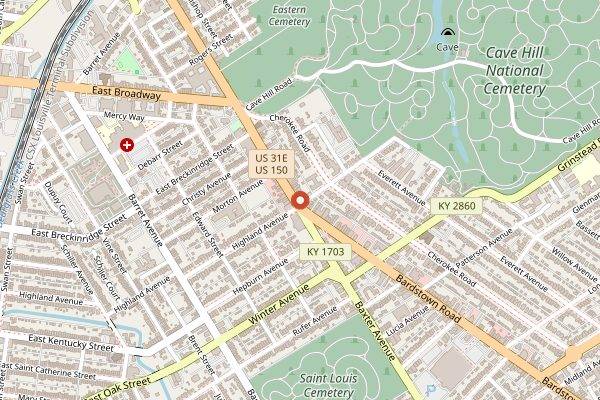 Map showing Wick's Pizza Parlor in Louisville