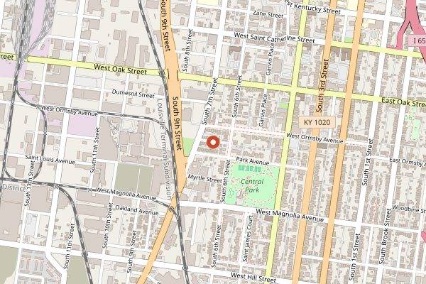 Map showing St James Court Art Show in Louisville