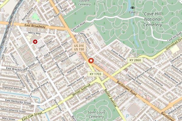 Map showing Jack Fry's in Louisville