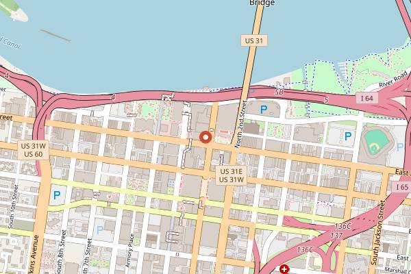Map showing Down One Bourbon Bar in Louisville