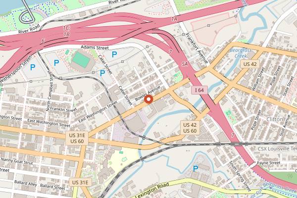 Map showing The Whirling Tiger in Louisville