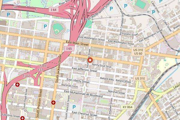 Map showing Garage Bar wood-fired counter in Louisville