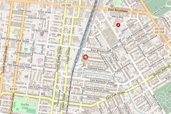 Map showing Hammerheads (bar slider counter) in Louisville