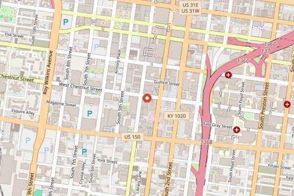Map showing 8UP Elevated Drinkery and Kitchen in Louisville