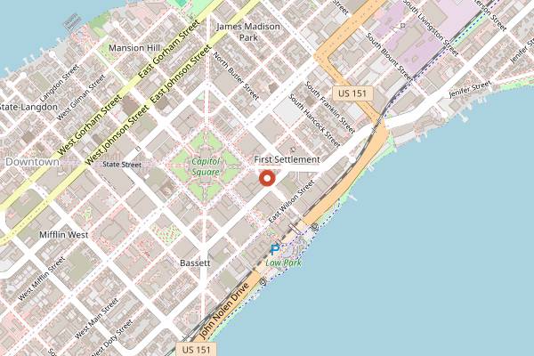 Map showing Settle Down Tavern in Madison