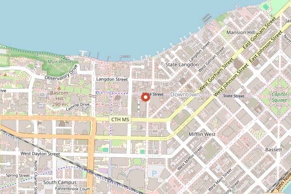 Map showing State Street Brats in Madison