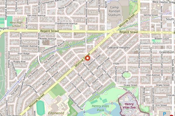 Map showing Barriques Coffee Roasters in Madison
