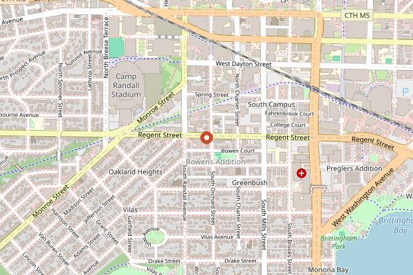 Map showing Lucky's 1313 Brew Pub in Madison