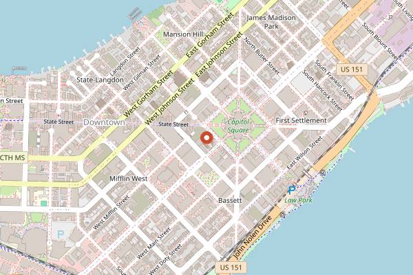 Map showing The Square Wine Co. in Madison