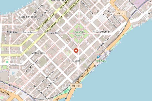 Map showing Tornado Steak House in Madison