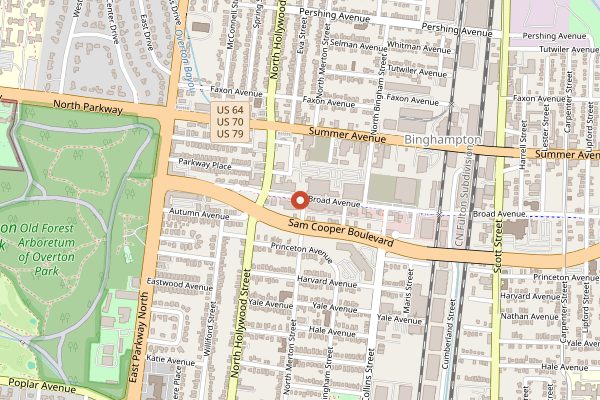 Map showing Muddy's Bake Shop in Memphis