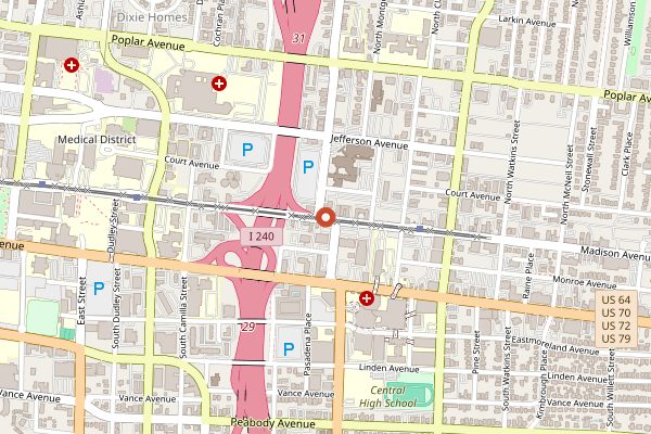 Map showing Phillip Ashley Chocolates in Memphis