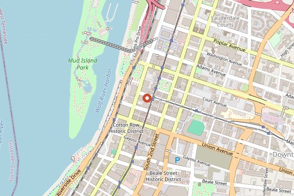 Map showing Hu. Roof in Memphis