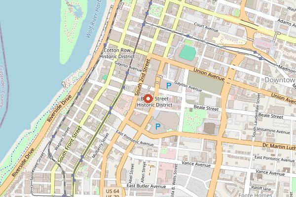 Map showing Mr. Handy's Blues Hall in Memphis