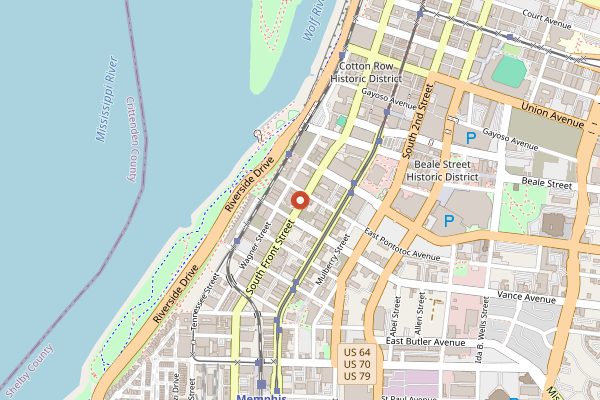 Map showing Old Dominick Distillery in Memphis