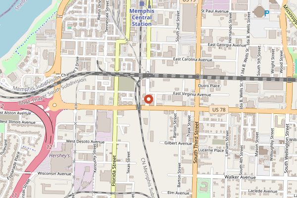 Map showing Ghost River Brewing Co. in Memphis