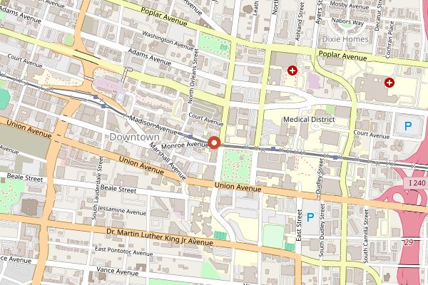 Map showing Trolley Stop Market in Memphis