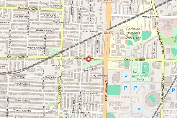 Map showing Central BBQ pulled pork sandwich in Memphis