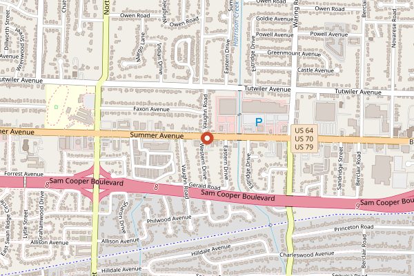 Map showing Tops Bar-B-Q in Memphis