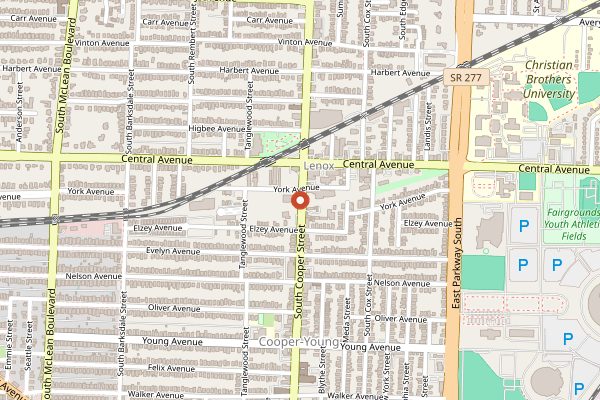 Map showing Belltower Coffee Cooper-Young in Memphis