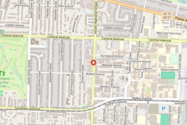 Map showing French Truck Coffee Highland in Memphis