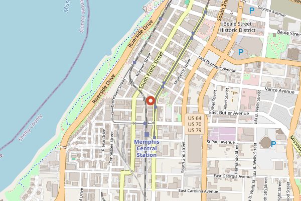 Map showing Vice and Virtue Coffee in Memphis