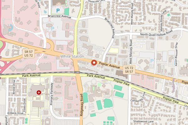 Map showing Central BBQ Poplar in Memphis