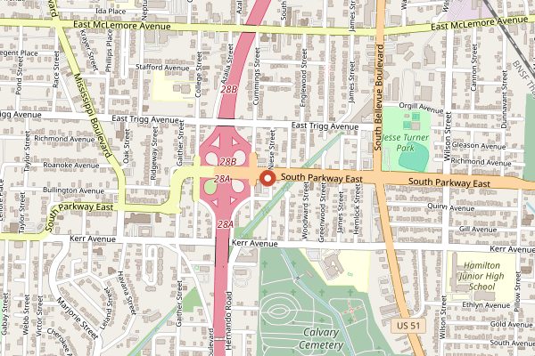 Map showing Coletta's Italian Restaurant in Memphis