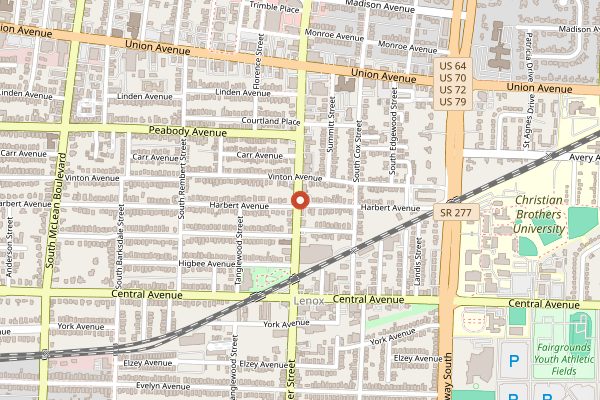 Map showing Hattie B's Hot Chicken in Memphis