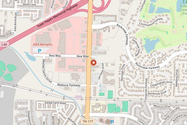 Map showing Pyro's Fire Fresh Pizza in Memphis