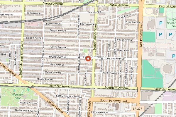 Map showing Young Avenue Deli in Memphis