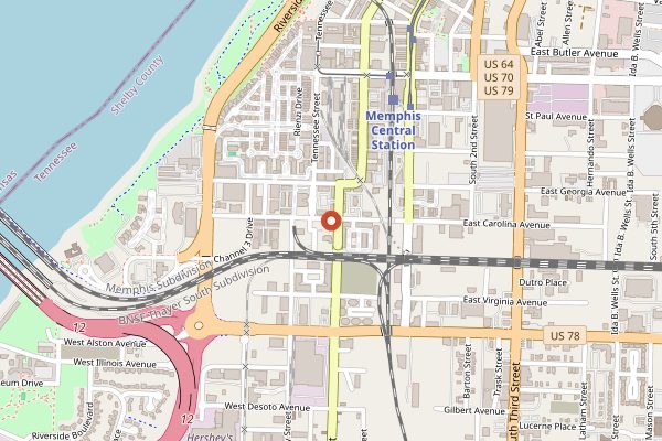 Map showing Loflin Yard BBQ Class in Memphis