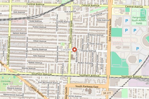 Map showing Imagine Vegan Cafe gluten-free in Memphis