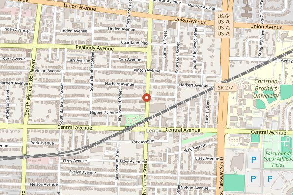Map showing Otherlands Coffee Bar in Memphis