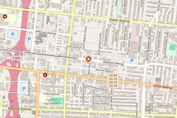 Map showing The Raw Girls Memphis in Memphis