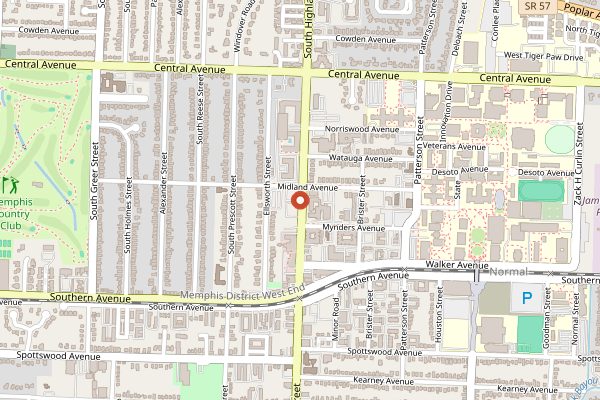 Map showing Char Restaurant in Memphis