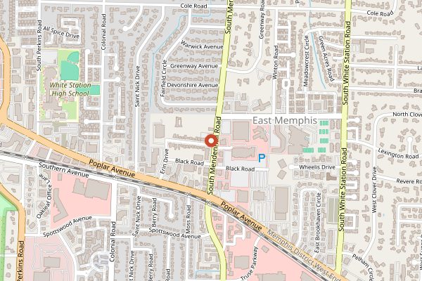 Map showing Folk's Folly Prime Steak House in Memphis