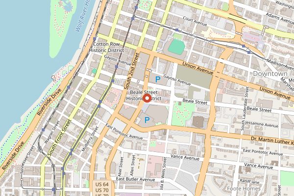 Map showing Backbeat Tours in Memphis