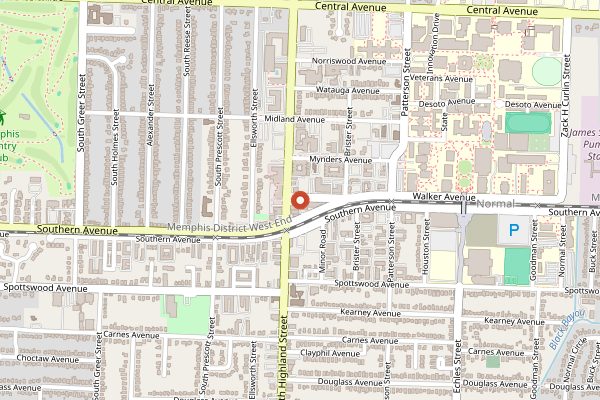 Map showing Brother Juniper's in Memphis