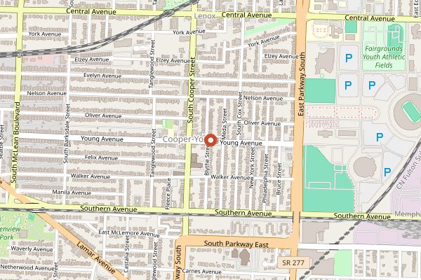 Map showing Java Cabana in Memphis
