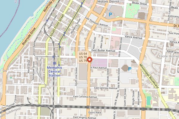 Map showing Howard's Donuts in Memphis