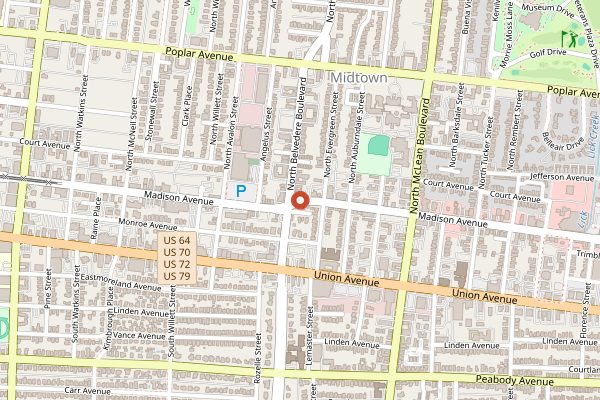 Map showing Lamplighter Lounge in Memphis