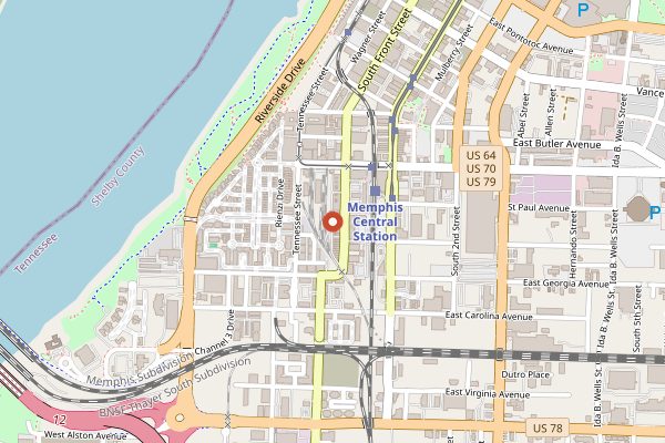 Map showing Memphis Farmers Market in Memphis