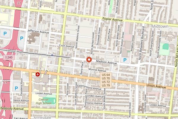 Map showing Dru's Place in Memphis