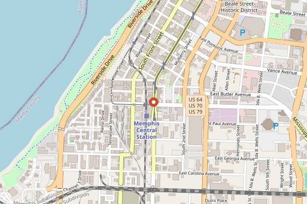 Map showing Earnestine and Hazel's in Memphis