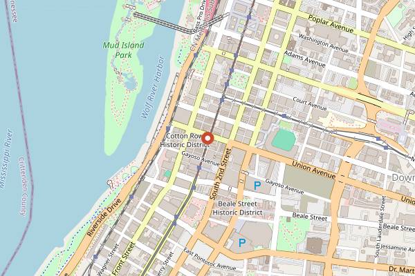 Map showing Ground Floor Grill at Hyatt in Memphis