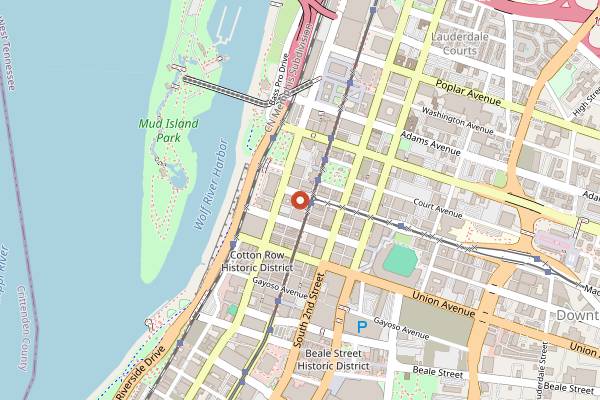 Map showing Hu. Roof DJ nights in Memphis